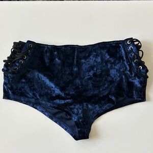 Velvet Lace-Up High-Waisted Shorts